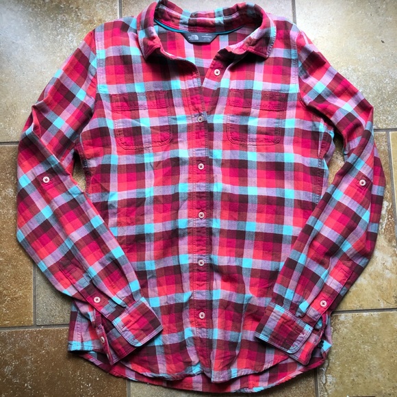 The North Face Tops - The north face button down plaid flannel Sz S